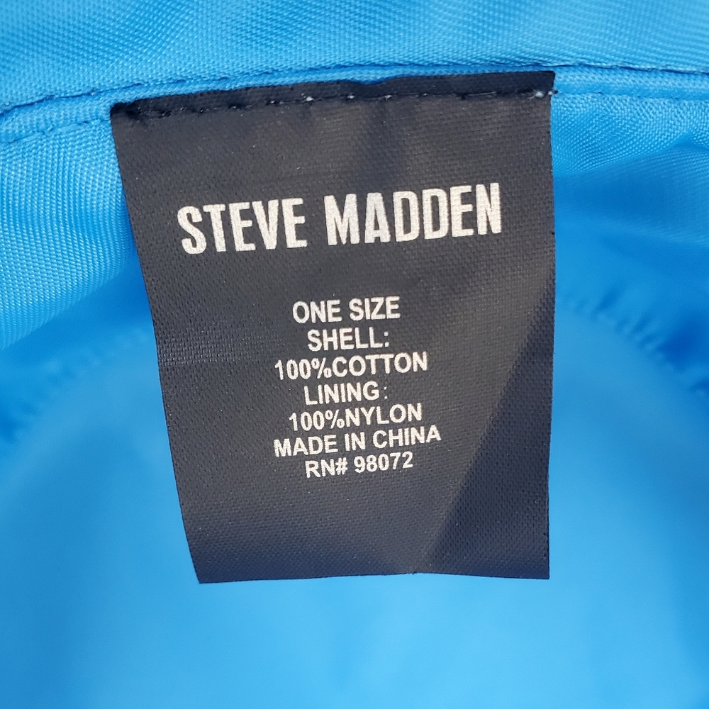 Steve Madden Sky Blue White Floral Print Reversible Bucket Hat Size OS - Picture 7 of 8